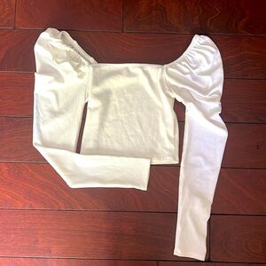 White off the shoulder knit top